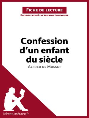 cover image of Confession d'un enfant du siècle d'Alfred de Musset (Fiche de lecture)